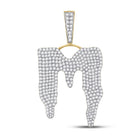 10kt Yellow Gold Men's Round Diamond M Drip Letter Charm Pendant - 3 - 1/4 Cttw | Splendid Jewellery - Splendid Jewellery