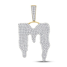Load image into Gallery viewer, 10kt Yellow Gold Men's Round Diamond M Drip Letter Charm Pendant - 3 - 1/4 Cttw | Splendid Jewellery - Splendid Jewellery