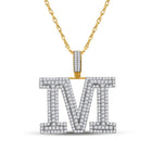 10kt Yellow Gold Men's Round Diamond M Initial Charm Pendant - 3-1/5 Cttw - Splendid Jewellery product  Top View from Splendid Jewellery
