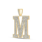 10kt Yellow Gold Men's Round Diamond M Initial Letter Charm Pendant - 3 - 3/8 Cttw - Splendid Jewellery