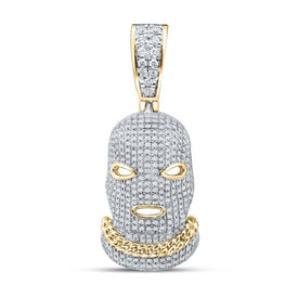 10kt Yellow Gold Men's Round Diamond Mask Hood Charm Pendant - 1 Cttw | Splendid Jewellery - Splendid Jewellery