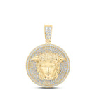 10kt Yellow Gold Men's Round Diamond Medusa Circle Charm Pendant - 2 - 5/8 Cttw | Splendid Jewellery - Splendid Jewellery