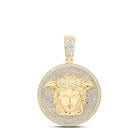 10kt Yellow Gold Men's Round Diamond Medusa Circle Charm Pendant - 2 - 5/8 Cttw | Splendid Jewellery - Splendid Jewellery