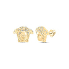 10kt Yellow Gold Men's Round Diamond Medusa Stud Earrings 1/10 Cttw | Luxurious Elegance - Splendid Jewellery
