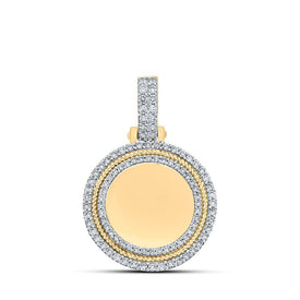 10kt Yellow Gold Men's Round Diamond Memory Circle Charm Pendant - 1 - 1/4 Cttw - Splendid Jewellery
