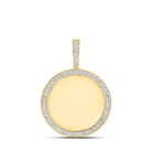 10kt Yellow Gold Men's Round Diamond Memory Circle Charm Pendant 1 - 1/4 Cttw | Splendid Jewellery - Splendid Jewellery
