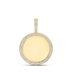 10kt Yellow Gold Men's Round Diamond Memory Circle Charm Pendant 1 - 1/4 Cttw | Splendid Jewellery - Splendid Jewellery