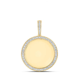 10kt Yellow Gold Men's Round Diamond Memory Circle Charm Pendant 1 - 1/4 Cttw | Splendid Jewellery - Splendid Jewellery