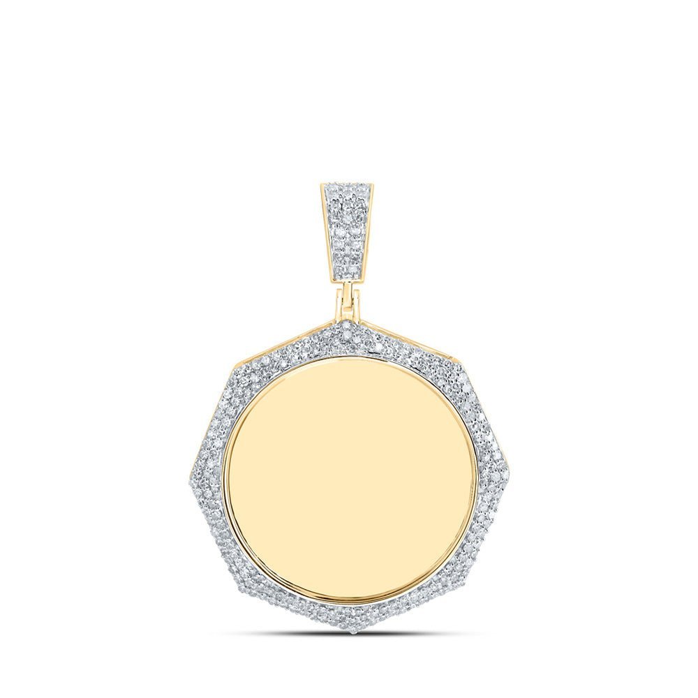 10kt Yellow Gold Men's Round Diamond Memory Circle Charm Pendant - 1 - 1/5 Cttw | Splendid Jewellery - Splendid Jewellery