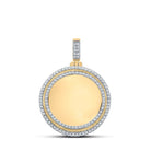 10kt Yellow Gold Men's Round Diamond Memory Circle Charm Pendant - 1 - 7/8 Cttw - Splendid Jewellery