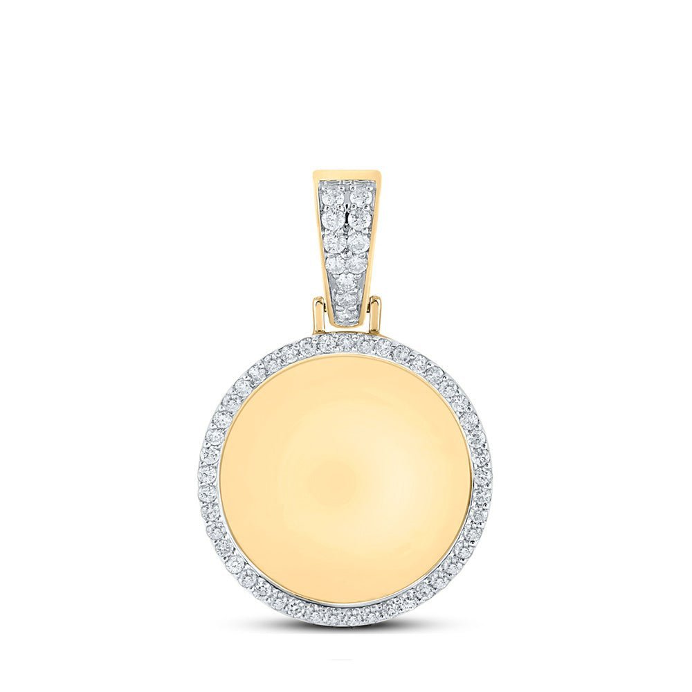 10kt Yellow Gold Men's Round Diamond Memory Circle Charm Pendant - 1 Cttw - Splendid Jewellery