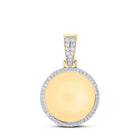 10kt Yellow Gold Men's Round Diamond Memory Circle Charm Pendant - 1 Cttw - Splendid Jewellery