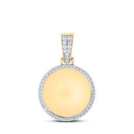 10kt Yellow Gold Men's Round Diamond Memory Circle Charm Pendant - 1 Cttw - Splendid Jewellery
