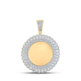 10kt Yellow Gold Men's Round Diamond Memory Circle Charm Pendant - 1 Cttw - Splendid Jewellery