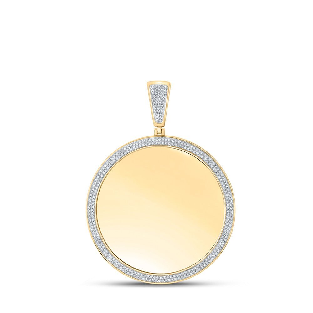 10kt Yellow Gold Men's Round Diamond Memory Circle Charm Pendant - 1 Cttw | Splendid Jewellery - Splendid Jewellery