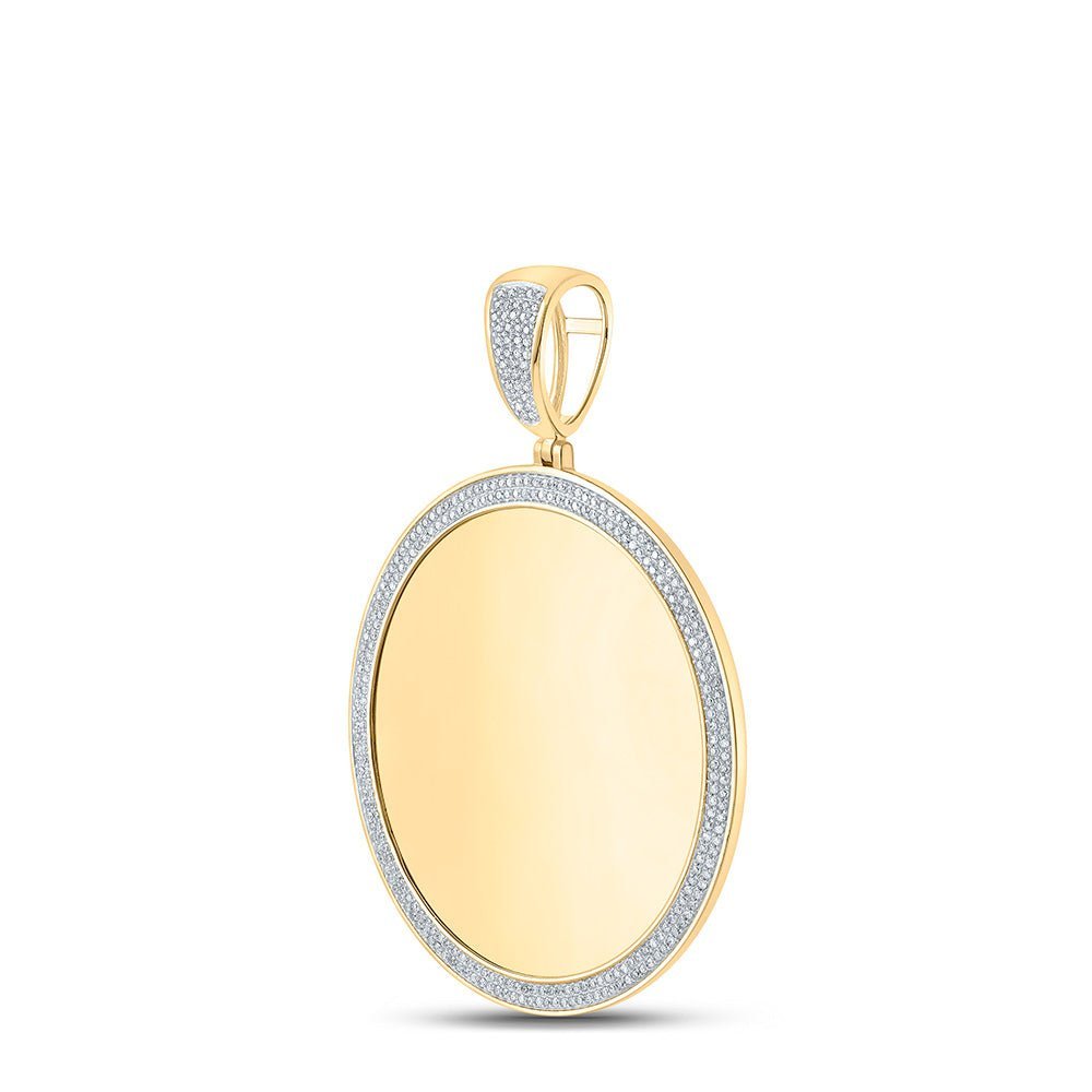 10kt Yellow Gold Men's Round Diamond Memory Circle Charm Pendant - 1 Cttw | Splendid Jewellery - Splendid Jewellery