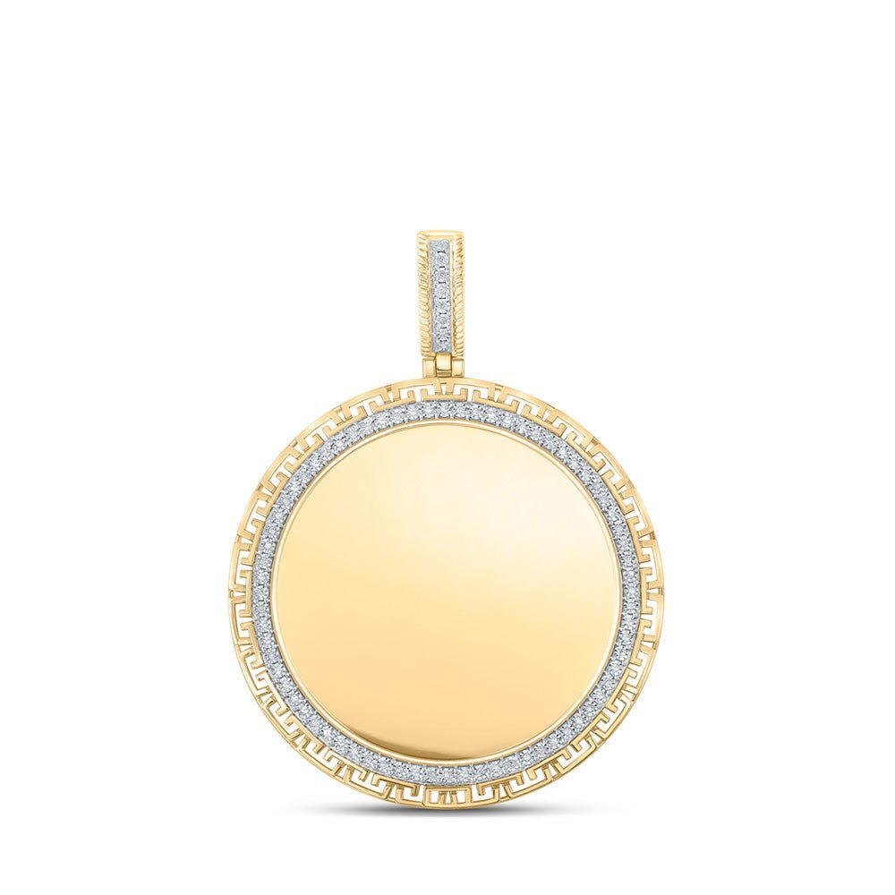 10kt Yellow Gold Men's Round Diamond Memory Circle Charm Pendant 1/4 Cttw - A Dazzling Statement Piece by Splendid Jewellery - Splendid Jewellery