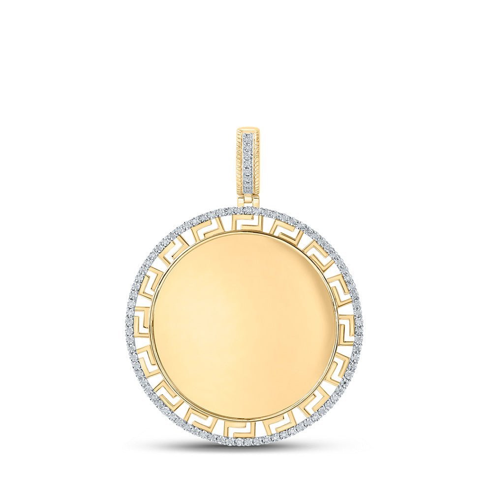 10kt Yellow Gold Men's Round Diamond Memory Circle Charm Pendant 1/4 Cttw - A Timeless Treasure - Splendid Jewellery