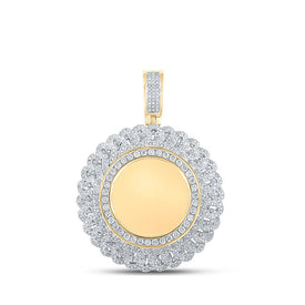 10kt Yellow Gold Men's Round Diamond Memory Circle Charm Pendant - 2 - 1/5 Cttw - Splendid Jewellery