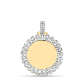 10kt Yellow Gold Men's Round Diamond Memory Circle Charm Pendant - 2 - 3/8 Cttw - Splendid Jewellery