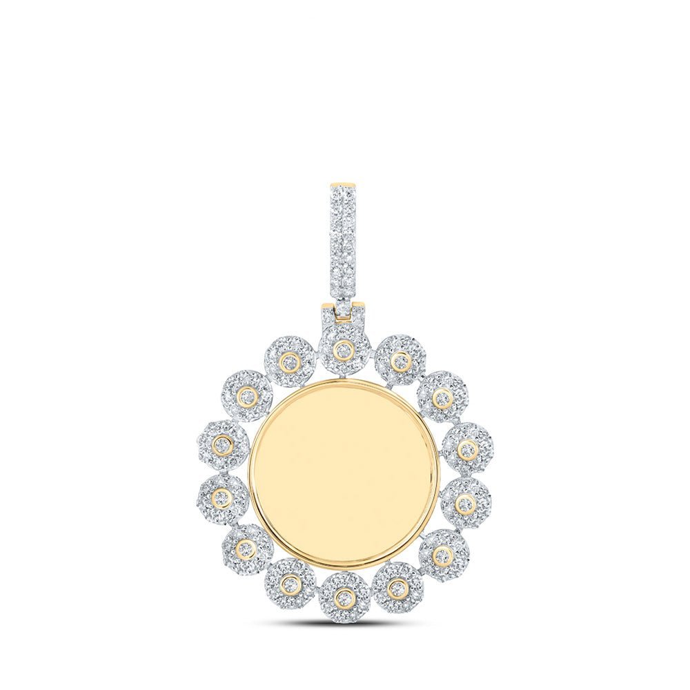 10kt Yellow Gold Men's Round Diamond Memory Circle Charm Pendant - 2 - 3/8 Cttw - Splendid Jewellery