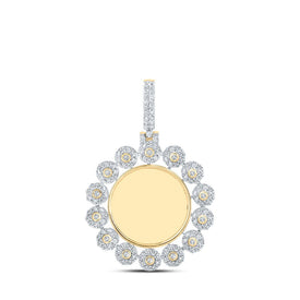 10kt Yellow Gold Men's Round Diamond Memory Circle Charm Pendant - 2 - 3/8 Cttw - Splendid Jewellery