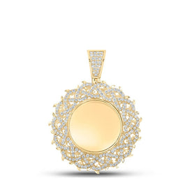 10kt Yellow Gold Men's Round Diamond Memory Circle Charm Pendant - 2 - 3/8 Cttw | Splendid Jewellery - Splendid Jewellery