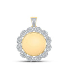 10kt Yellow Gold Men's Round Diamond Memory Circle Charm Pendant - 2 Cttw | Splendid Jewellery - Splendid Jewellery