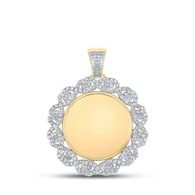 10kt Yellow Gold Men's Round Diamond Memory Circle Charm Pendant - 2 Cttw | Splendid Jewellery - Splendid Jewellery