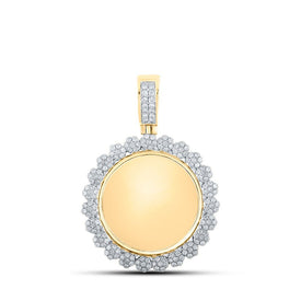 10kt Yellow Gold Men's Round Diamond Memory Circle Charm Pendant - 2 Cttw | Splendid Jewellery - Splendid Jewellery