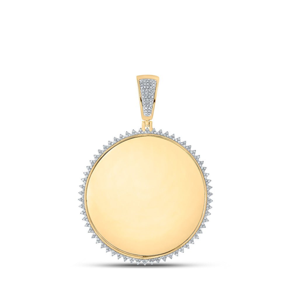10kt Yellow Gold Men's Round Diamond Memory Circle Charm Pendant - 3/4 Cttw - Splendid Jewellery