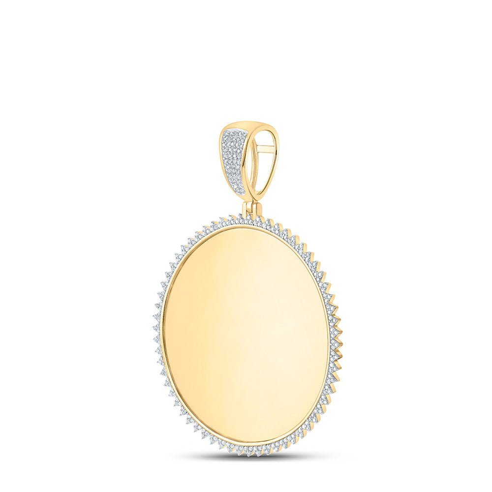 10kt Yellow Gold Men's Round Diamond Memory Circle Charm Pendant - 3/4 Cttw - Splendid Jewellery