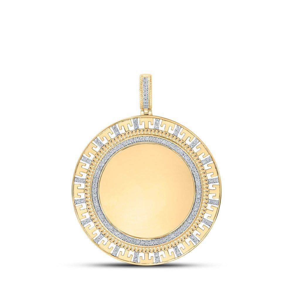 10kt Yellow Gold Men's Round Diamond Memory Circle Charm Pendant 3/8 Cttw | Splendid Jewellery - Splendid Jewellery