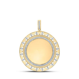 10kt Yellow Gold Men's Round Diamond Memory Circle Charm Pendant 3/8 Cttw | Splendid Jewellery - Splendid Jewellery