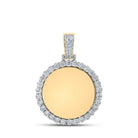10kt Yellow Gold Men's Round Diamond Memory Circle Mirror Charm Pendant 3/4 Cttw - Splendid Jewellery