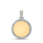 10kt Yellow Gold Men's Round Diamond Memory Circle Mirror Charm Pendant 3/4 Cttw - Splendid Jewellery