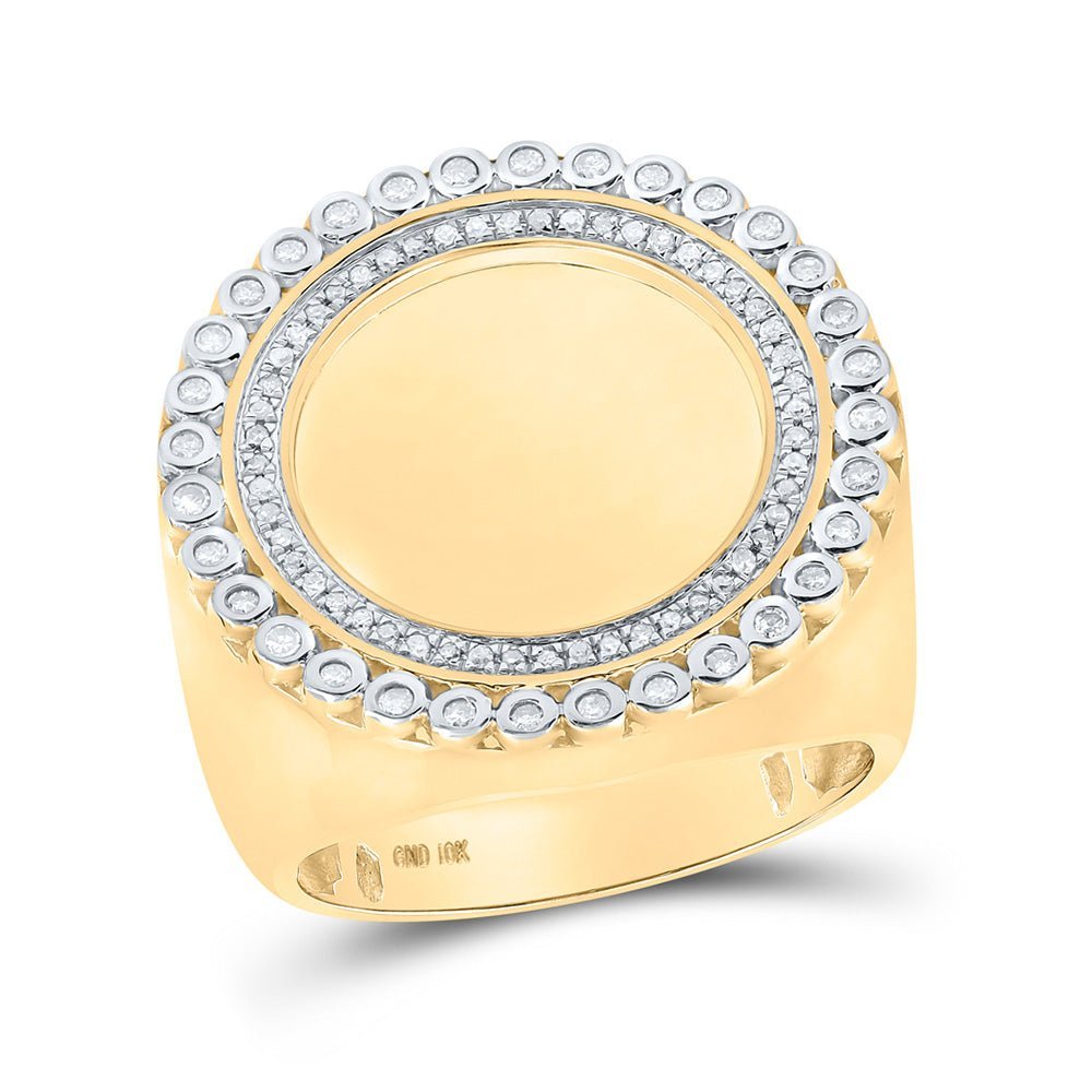 10kt Yellow Gold Men's Round Diamond Memory Circle Ring 3/8 Cttw - A Timeless Symbol of Elegance - Splendid Jewellery