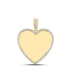 10kt Yellow Gold Men's Round Diamond Memory Heart Charm Pendant - 1 - 1/3 Cttw | Splendid Jewellery - Splendid Jewellery