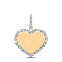 Load image into Gallery viewer, 10kt Yellow Gold Men's Round Diamond Memory Heart Charm Pendant - 1/10 Cttw | Splendid Jewellery - Splendid Jewellery