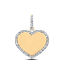 Load image into Gallery viewer, 10kt Yellow Gold Men&#39;s Round Diamond Memory Heart Charm Pendant - 1/10 Cttw | Splendid Jewellery product  Top View from Splendid Jewellery