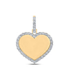 10kt Yellow Gold Men's Round Diamond Memory Heart Charm Pendant - 1/10 Cttw | Splendid Jewellery product  Top View from Splendid Jewellery