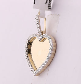 10kt Yellow Gold Men's Round Diamond Memory Heart Charm Pendant - 1/10 Cttw | Splendid Jewellery - Splendid Jewellery