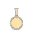 10kt Yellow Gold Men's Round Diamond Mirror Memory Circle Charm Pendant - 7/8 Cttw - Splendid Jewellery