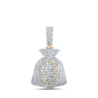 10kt Yellow Gold Men's Round Diamond Money Bag Dollar Charm Pendant 1 - 7/8 Cttw | Splendid Jewellery - Splendid Jewellery