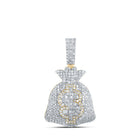10kt Yellow Gold Men's Round Diamond Money Bag Dollar Charm Pendant 1 - 7/8 Cttw | Splendid Jewellery - Splendid Jewellery