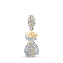 Load image into Gallery viewer, 10kt Yellow Gold Men's Round Diamond Money Bag Dollar Charm Pendant - Luxurious Jewelry Piece - Splendid Jewellery