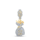 10kt Yellow Gold Men's Round Diamond Money Bag Dollar Charm Pendant - Luxurious Jewelry Piece - Splendid Jewellery