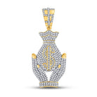 10kt Yellow Gold Men's Round Diamond Money Bag Hands Charm Pendant 1 - 1/3 Cttw | Splendid Jewellery - "Luxurious Men's Diamond Money Bag Hands Charm Pendant" - Splendid Jewellery