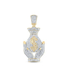 10kt Yellow Gold Men's Round Diamond Money Bag Hands Charm Pendant - 2 Cttw | Splendid Jewellery - Splendid Jewellery
