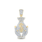 10kt Yellow Gold Men's Round Diamond Money Bag Hands Charm Pendant - 2 Cttw | Splendid Jewellery - Splendid Jewellery
